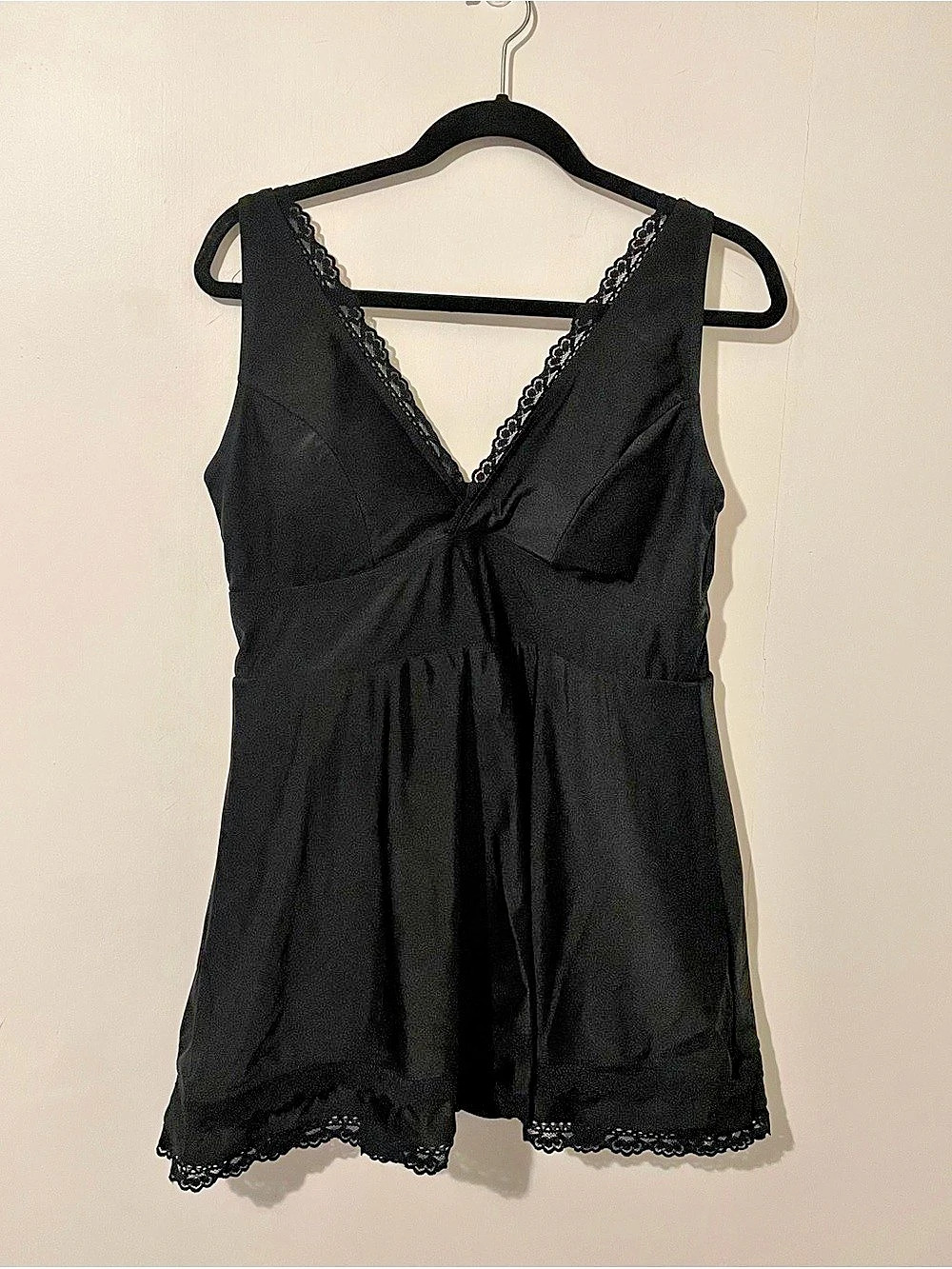 Torrid Black Lace Trim Swim Dress One Piece Swimsuit Plus Size 1 1X